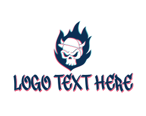 Glitch - Skull Cap Horns logo design