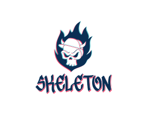 Skull Cap Horns logo design