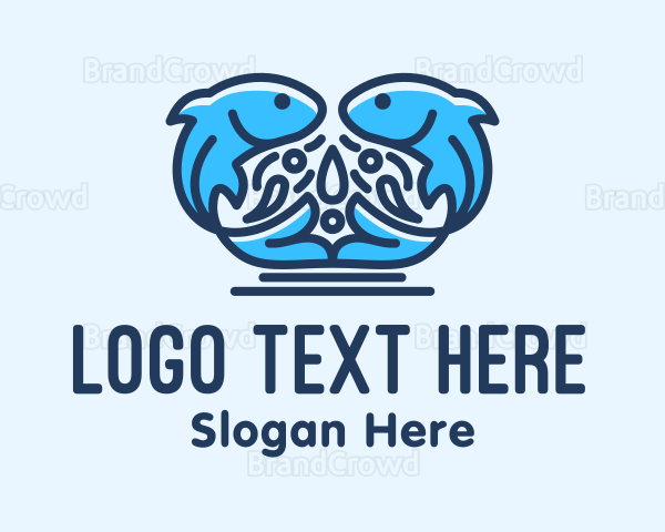 Symmetrical Aquatic Fish Logo