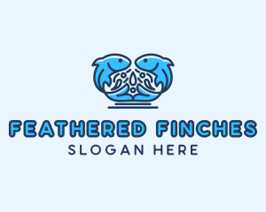 Symmetrical Aquatic Fish logo design