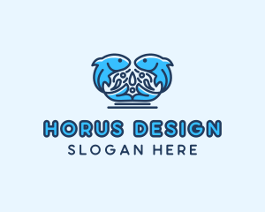 Symmetrical Aquatic Fish logo design