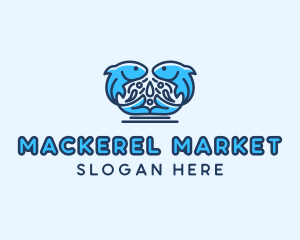 Mackerel - Symmetrical Aquatic Fish logo design