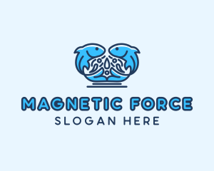 Symmetrical Aquatic Fish logo design