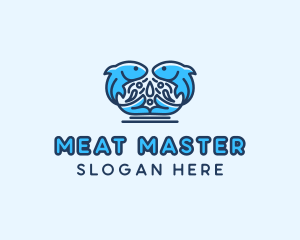 Symmetrical Aquatic Fish logo design