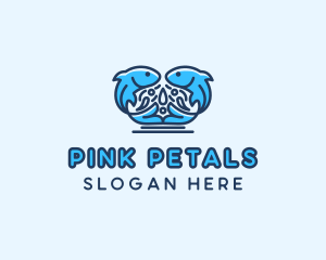 Symmetrical Aquatic Fish logo design