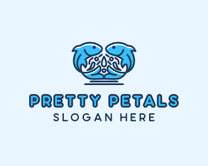 Symmetrical Aquatic Fish logo design