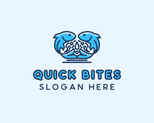 Symmetrical Aquatic Fish logo design