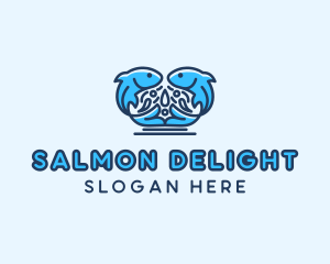 Salmon - Symmetrical Aquatic Fish logo design