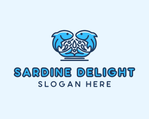 Sardine - Symmetrical Aquatic Fish logo design