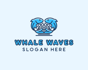 Symmetrical Aquatic Fish logo design