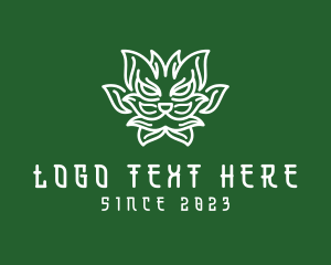 White - Herbal Dragon Plant logo design