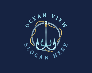 Marine Fishing Hook logo design