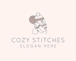 Winter Crochet Girl  logo design