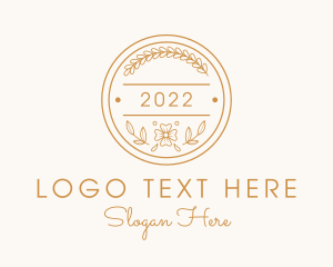 Gold - Floral Leaf Badge logo design