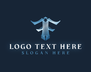 Typography - Medieval Metallic Sword Letter F logo design