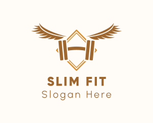 Winged Dumbbell Fitness logo design