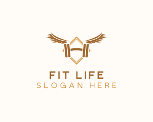 Winged Dumbbell Fitness logo design