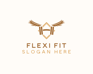 Winged Dumbbell Fitness logo design