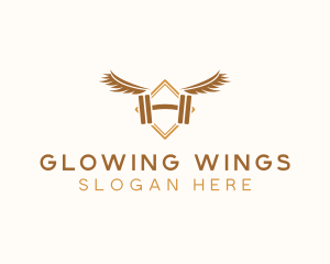 Winged Dumbbell Fitness logo design