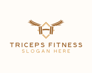 Winged Dumbbell Fitness logo design