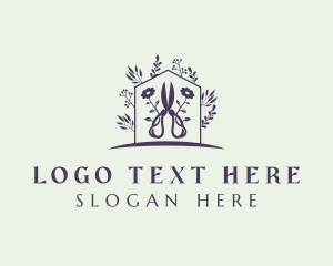 Hedge Shears - Floral Garden Scissors logo design