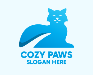 Furry - Blue Gradient Cat logo design