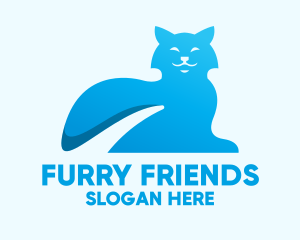 Furry - Blue Gradient Cat logo design