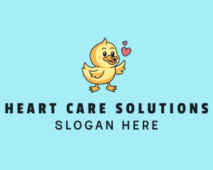 Cute Duck Love logo design