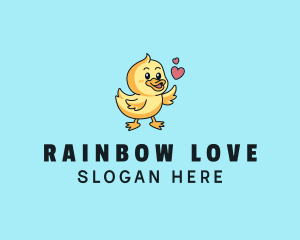 Cute Duck Love logo design