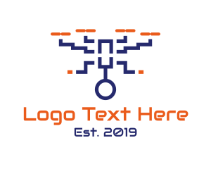 Flight - Pixel Drone Surveillance logo design