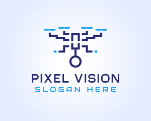 Pixel Drone Surveillance  logo design