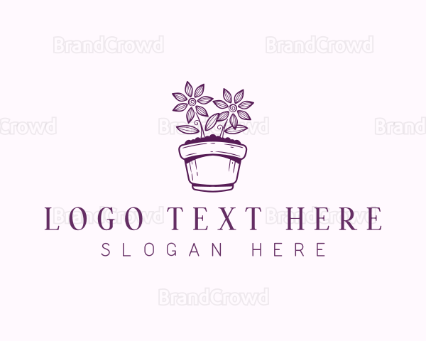 Flower Pot Gardening Logo