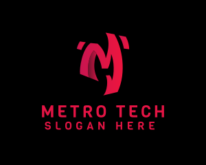 Metro - 3D Red Graffiti Letter M logo design