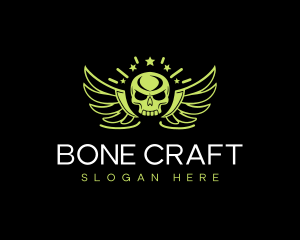 Bones - Skull Wings Emblem logo design