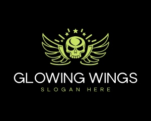 Skull Wings Emblem logo design