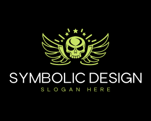 Emblem - Skull Wings Emblem logo design