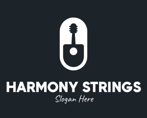 Monochromatic Guitar Pill logo design