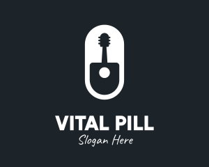 Pill - Monochromatic Guitar Pill logo design