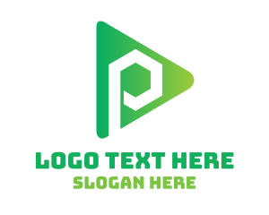 Music Library - Polygon P Play logo design
