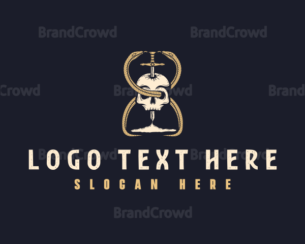 Skull Snake Hourglass Logo