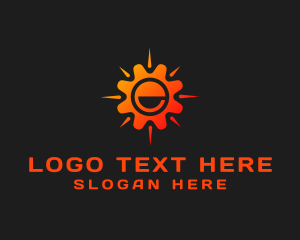 Cog - Gradient Sun Letter E logo design