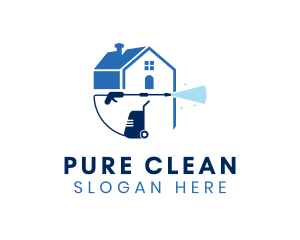 Blue House Pressure Washer logo design