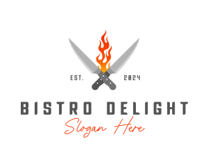 Culinary Flaming Knife logo design