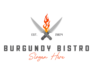 Culinary Flaming Knife logo design