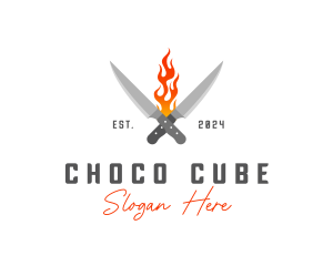 Knife - Culinary Fire Knife logo design