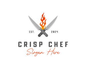 Culinary Flaming Knife logo design