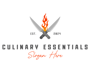 Culinary Flaming Knife logo design