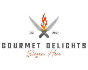 Culinary Flaming Knife logo design