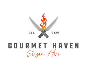 Culinary Flaming Knife logo design