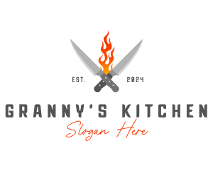 Culinary Flaming Knife logo design